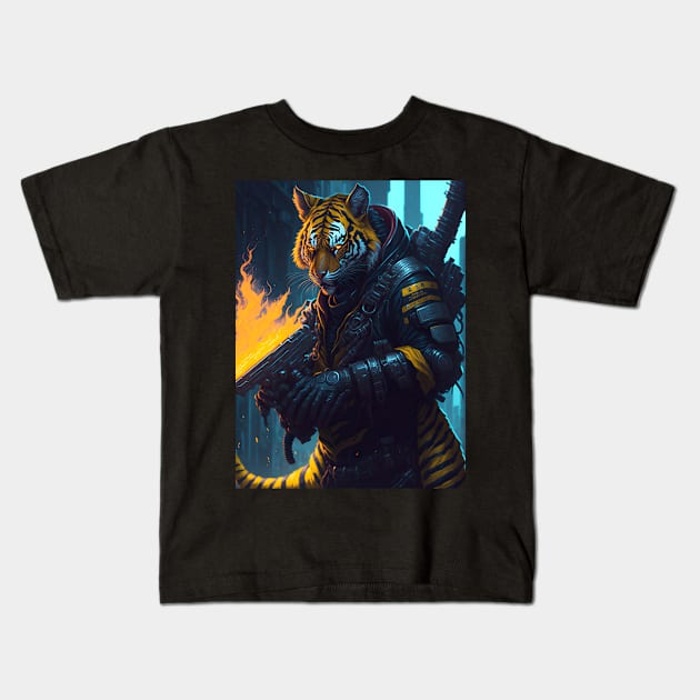 Tiger's Techno Inferno Kids T-Shirt by star trek fanart and more